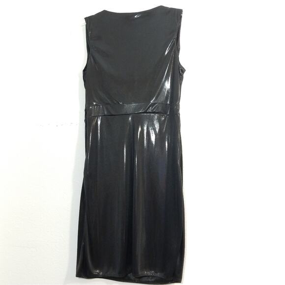 NWT LaRok liquid metallic black cowl neck dress M - Picture 8 of 14